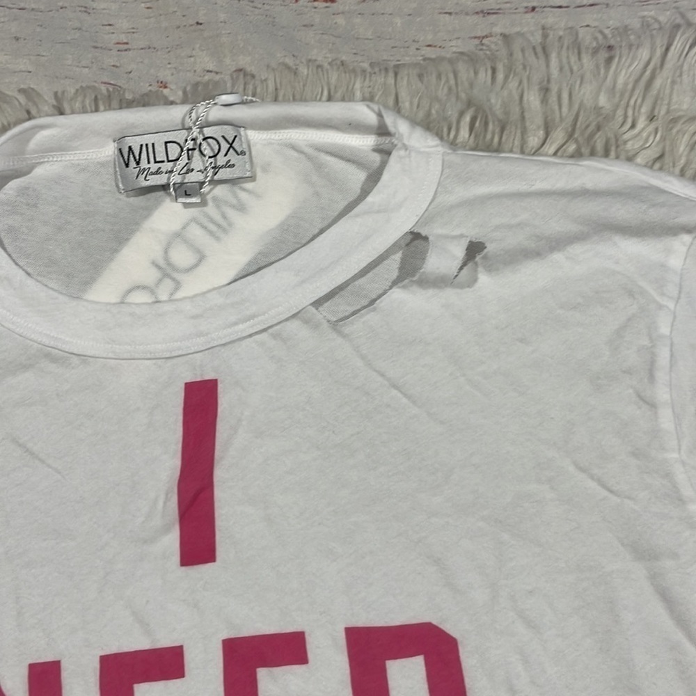 Wildfox White Long Sleeve "I Need A Hug" Tee with Pink Lettering - Picture 8 of 10